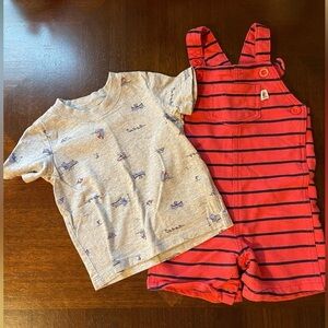 Carter’s | Baby 2-Piece Boat Tee & Shortall Set Red | baby boy 18 mo